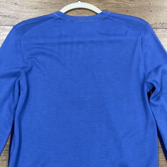Armani‎ Exchange Sweater Mens Small 100% Merino Wool Blue Colorblock Pullover - Picture 7 of 10